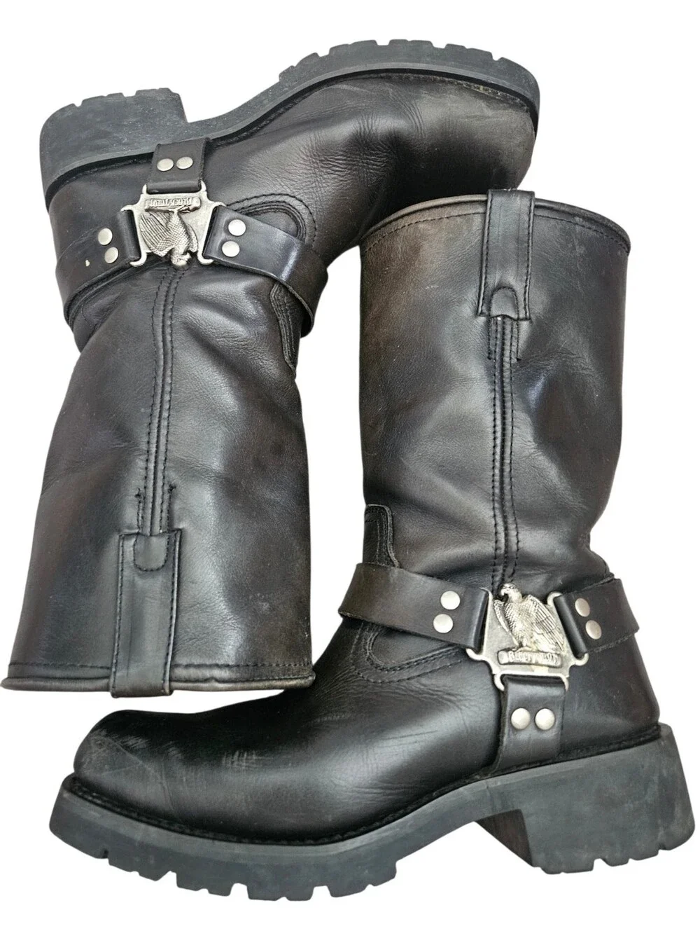 Black Talon Mens Size 10 D Vintage Leather Harness Biker Motorcycle Boots 6201